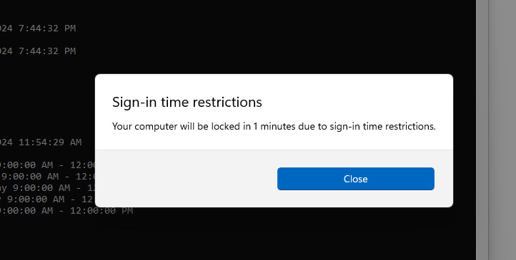 Ваша сессия Windows будет завершена из за ограничений по времени