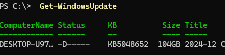 Get-WindowsUpdate - список обновлений доступных для установки