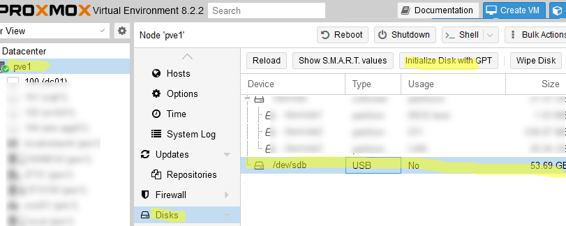 USB диск в Proxmox