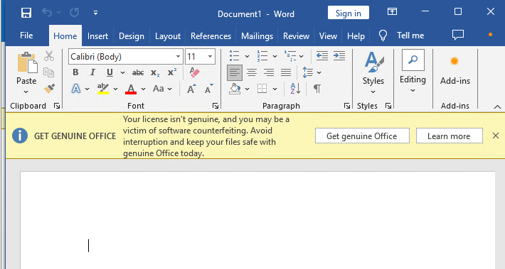 Get Genuine Office Your license isn’t genuine 