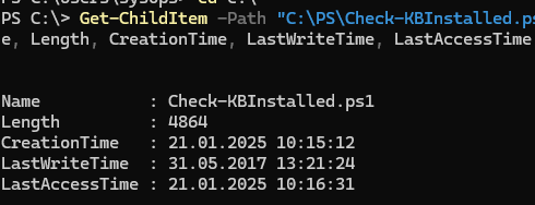 PowerShell - вывести дату создания, редактирования и последнего доступа к файлу