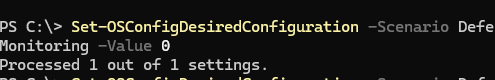 Set-OSConfigDesiredConfiguration - задать другое значение параметра в baseline