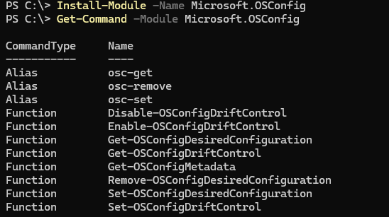 Установка модуля Microsoft.OSConfig