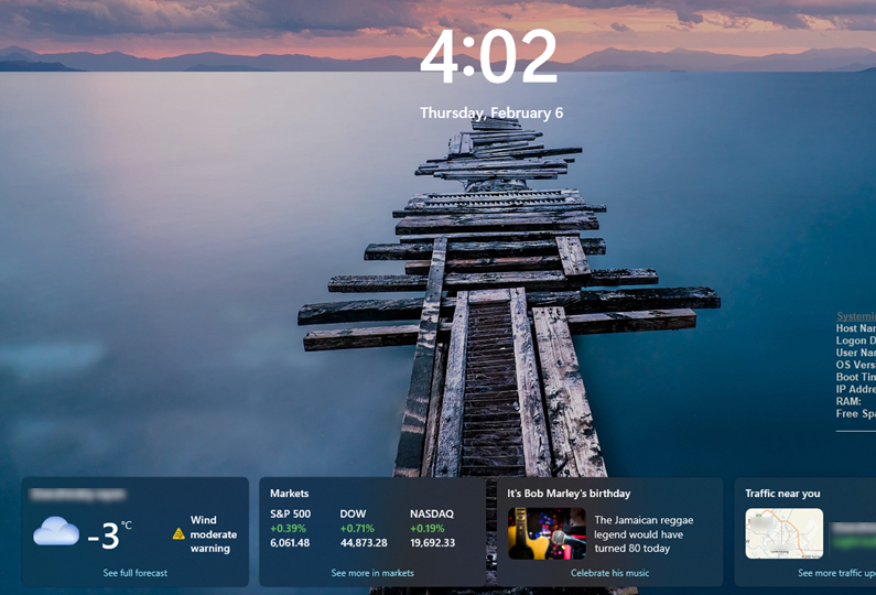 На экране блокировки Windows 11 отображаются виджеты