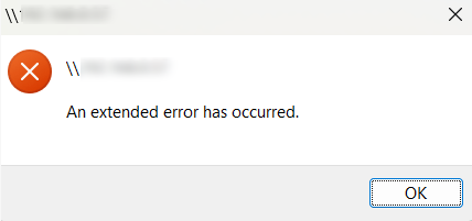 Ошибка расширенного типа при открытии сетевой папки в Windows