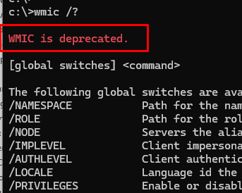 WMIC is deprecated