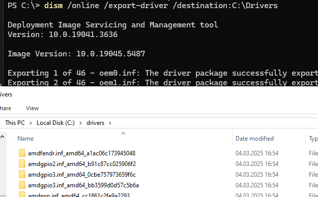 dism /online /export-driver 