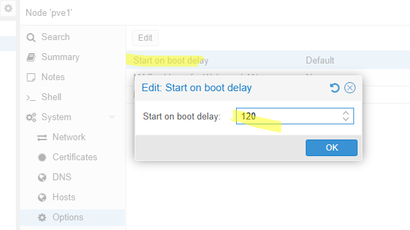 Параметр Start on boot delay