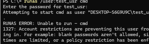 1327: Account restrictions are preventing this user from signing in. For example: blank passwords aren't allowed, sign-in times are limited, or a policy restriction has been enforced