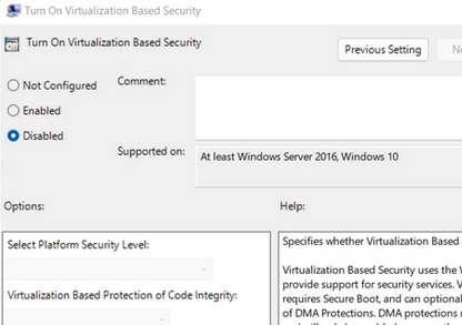 Локальная политика: Turn on Virtualization Based Security 