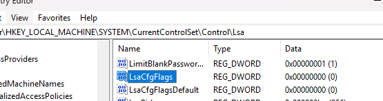 LsaCfgFlags отключить Credential Guard