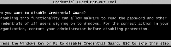 Отключить Credential Guard через загрузчик Windows