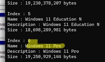 DISM /Get-WimInfo получить список редакций Windows в install.wim файле