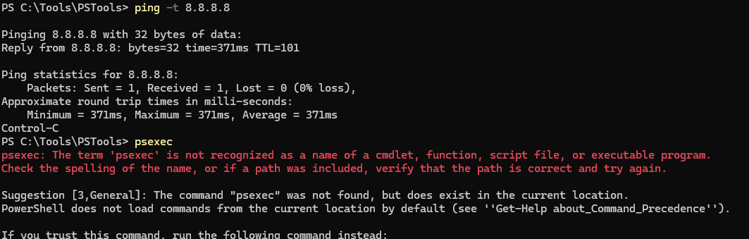 Ошибка при запуске произвольной программы/команды - PowerShell does not load commands from the current location by default 