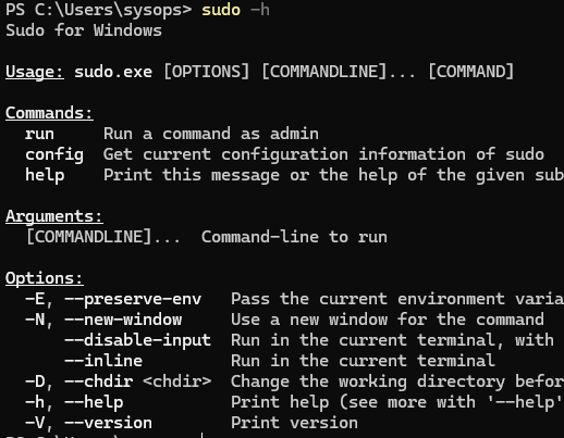 справка по параметрам sudo