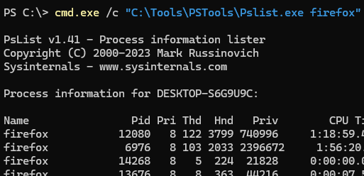 Запуск команд из PowerShell через интерпретатор cmd.exe