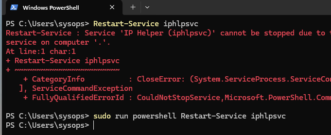 запуск powershell команды с правами администратора через sudo