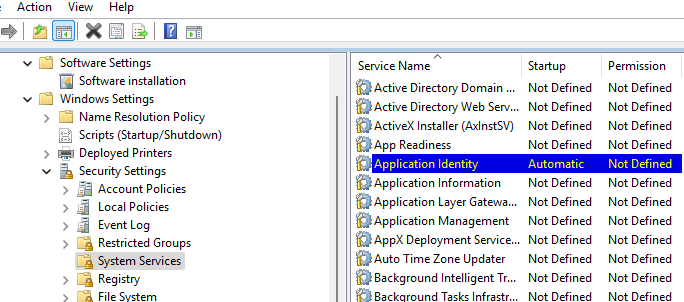 Автозапуск службы Application Identity 