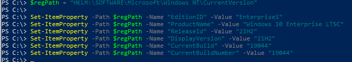 Пометить Pro образ Windows 10 как LTSC в реестре