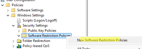 Создать Software Restriction Policy 