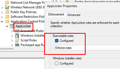 Включить правила Applocker