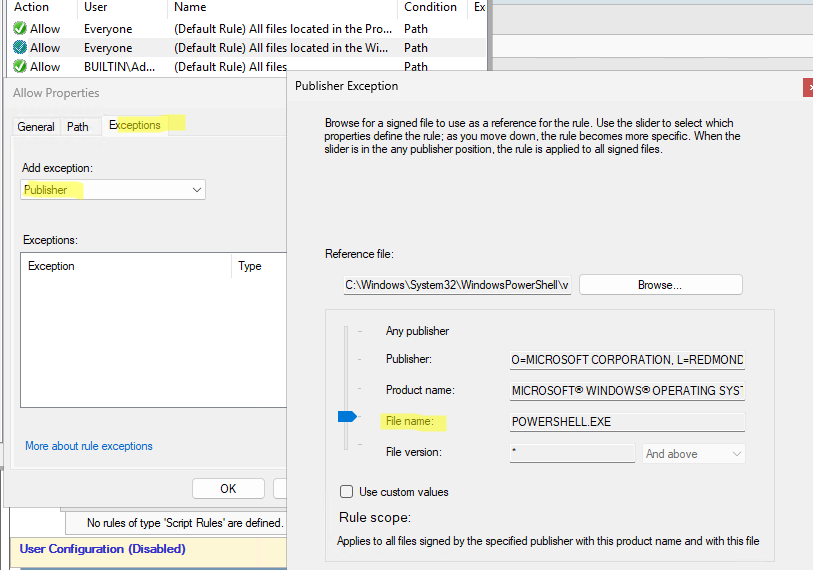 запрет запуска powershell.exe 