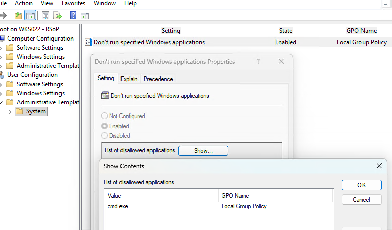 Групповая политика блокирует запуск определенных приложений (Don’t run specified Windows applications )