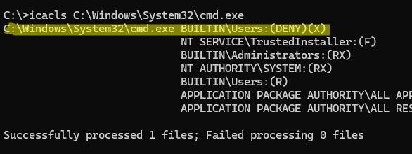 icacls - права на файл cmd.exe