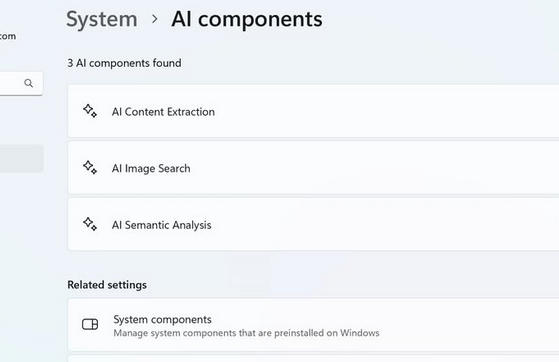 ИИ компонентов Windows 11