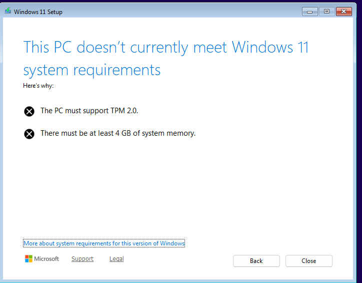 Компьютер не соответствует минимальным требованиям Windows 11
