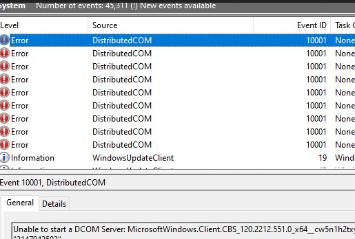 Ошибка DCOM с Event ID 10001 