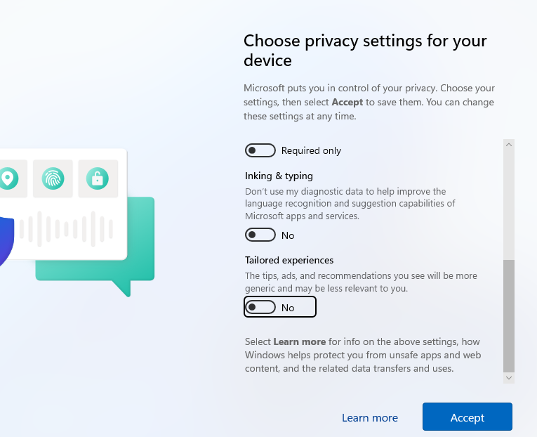 Отключить отправку данных телеметрии