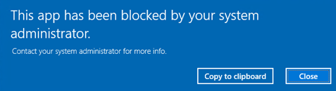 This app has been blocked by your administrator