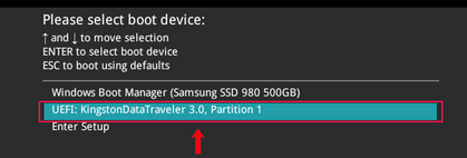 UEFI boot manager - загрузка с USB флешки