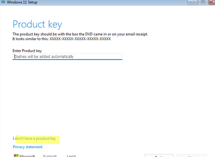 Ввести ключ продукта для активации Windows