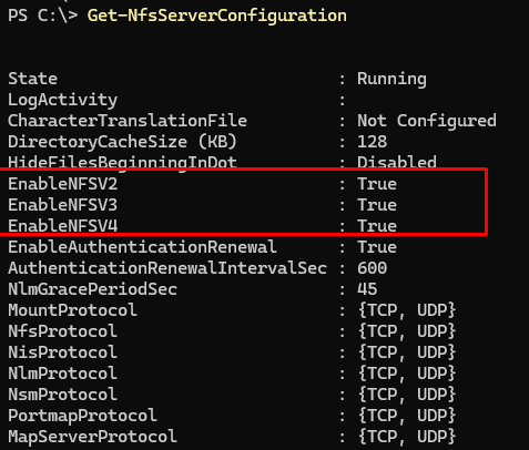 Get-NfsServerConfiguration