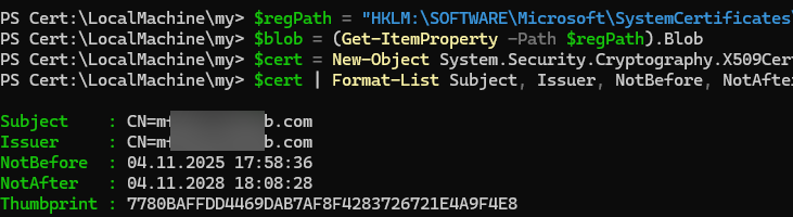 извлекаем сертификат из реестра