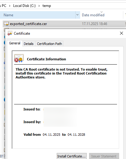 конвертация сертификата из реестра в файл CER