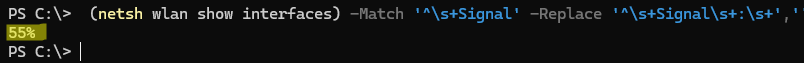 netsh wlan show interfaces вывести уровень сигнала