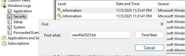 поиск по имени файла в событиях аудита