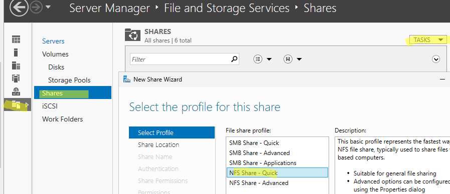 Создать каталог NFS на Windows
