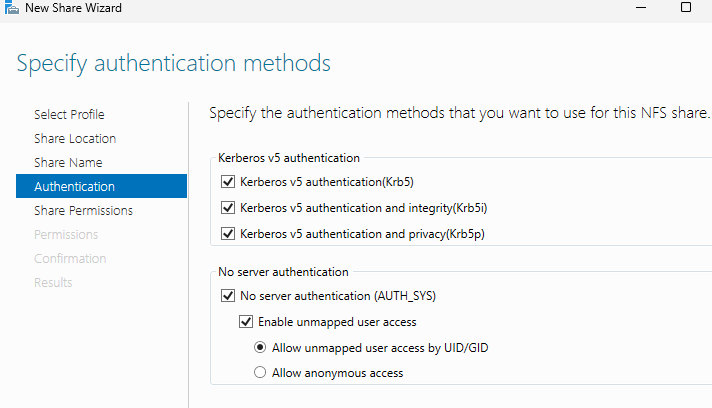 Способы аутентификации в NFS на Windows
