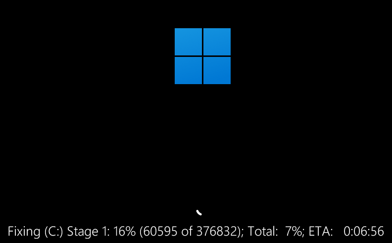 Chkdk fixing stage1 на экране загрузки windows