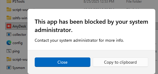 Это приложение заблокировано вашим системным администратором