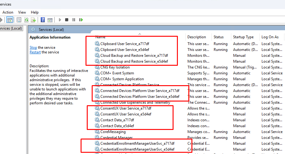 несколько одинаковых пользовательских служба в Windows (per-user)
