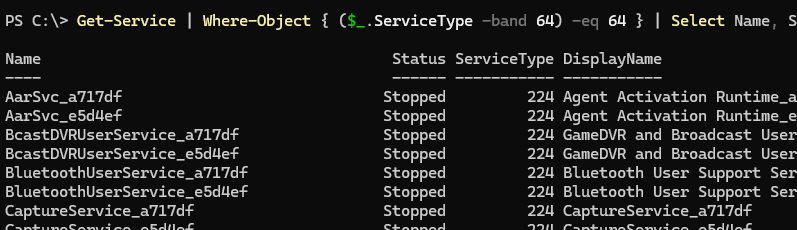 powershell: список вывести per-user сервисы