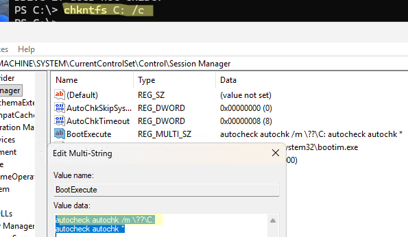 запланировать разовую проверку диска при загрузке windows