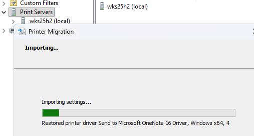 Импорт принтеров и драйверов