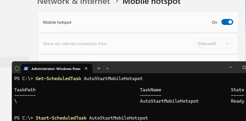 Мобильный хотспот автоматический запуск