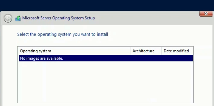 No images are available при установке Windows Server 